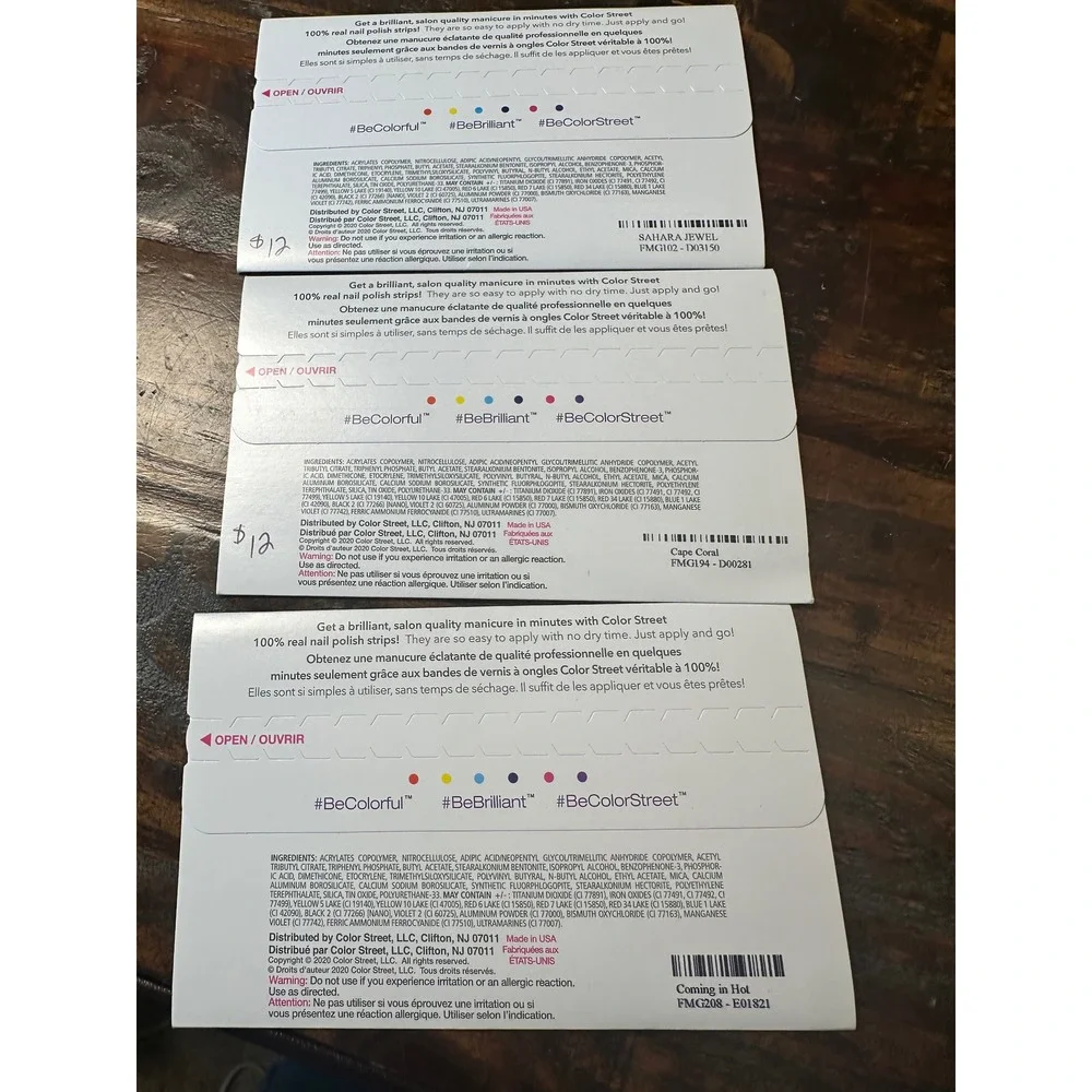 Color Street Nail Polish Strips Bundle Sahara Jewel Cape Coral Coming in Hot 3pk - Picture 5 of 5